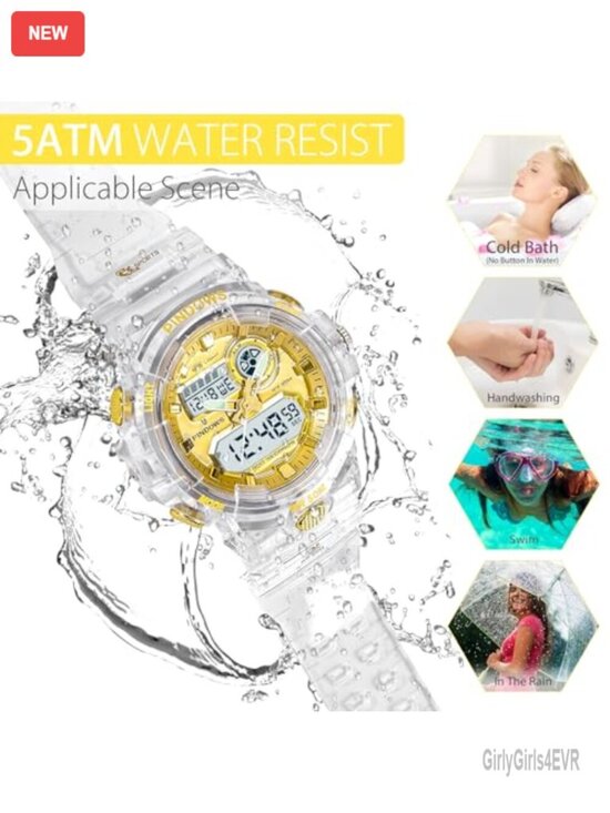 Women\'s Digital Sports Watch with 7 Color LED Light, Alarm, Stopwatch,